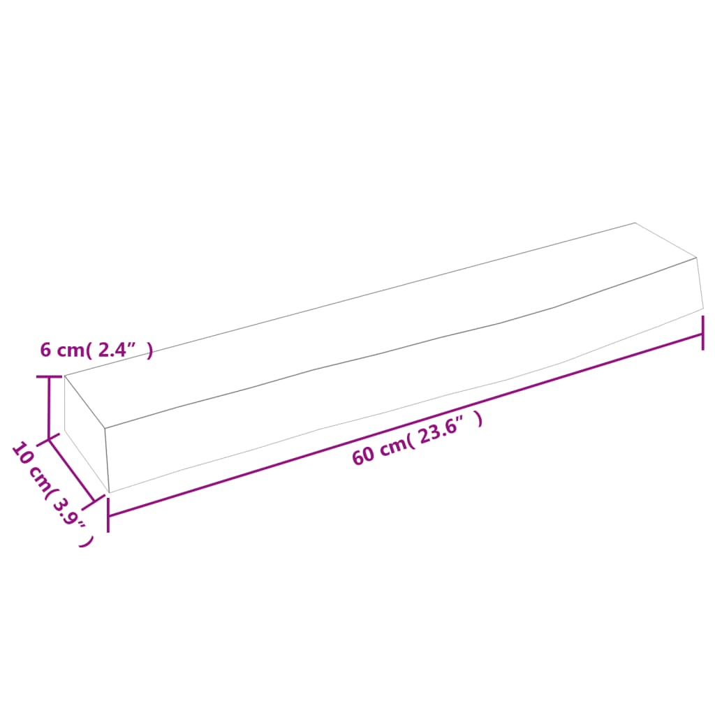 vidaXL Poliță perete maro deschis 60x10x6 cm lemn masiv stejar tratat vidaXL Poliță perete maro deschis 60x10x6 cm lemn masiv stejar tratat