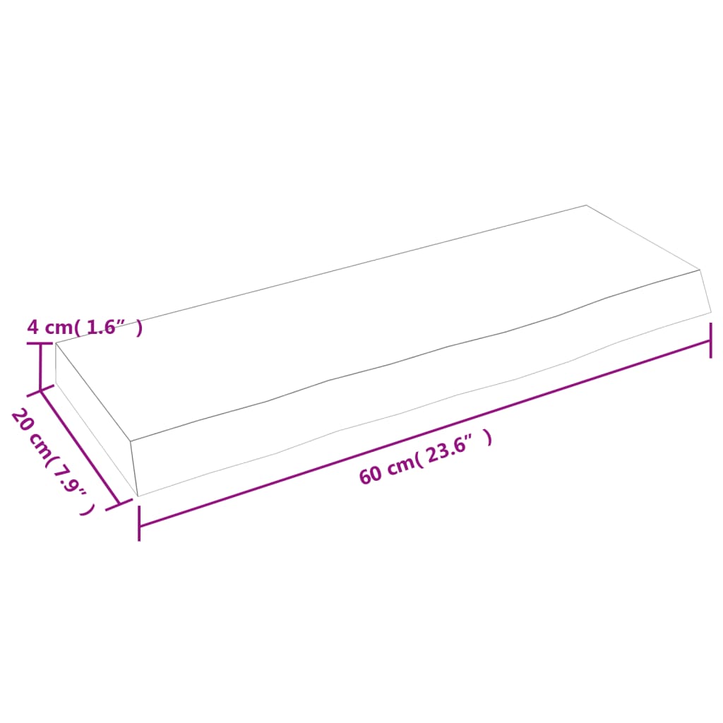 vidaXL Poliță perete maro deschis 60x20x4 cm lemn masiv stejar tratat