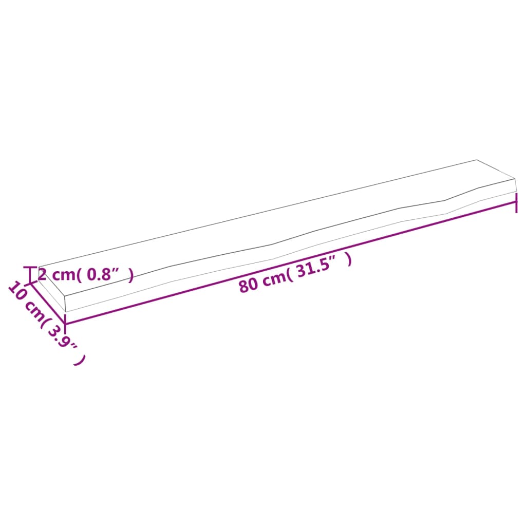 vidaXL Poliță perete maro deschis 80x10x2 cm lemn masiv stejar tratat