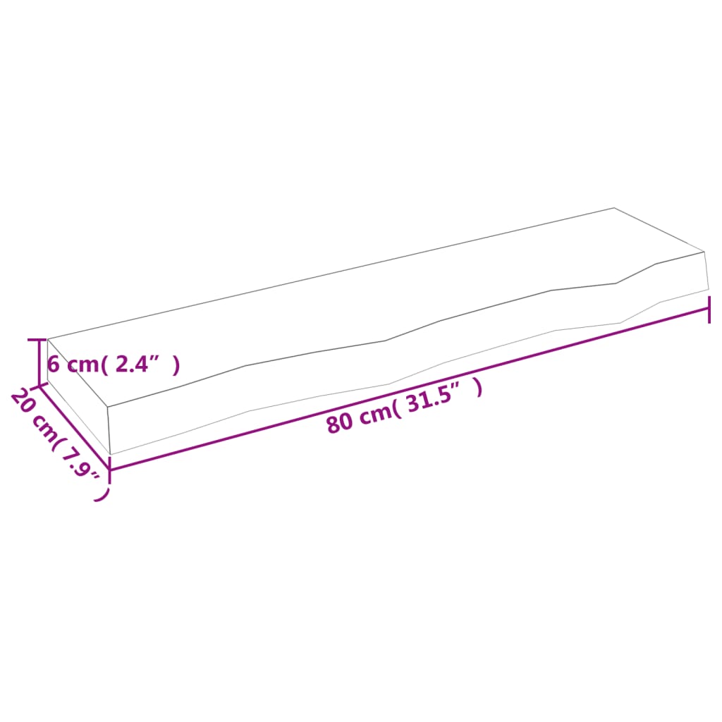 vidaXL Poliță perete maro deschis 80x20x6 cm lemn masiv stejar tratat