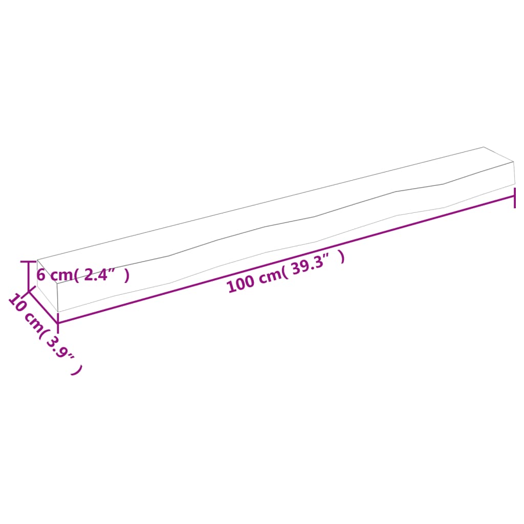 vidaXL Poliță perete maro deschis 100x10x6 cm lemn masiv stejar tratat
