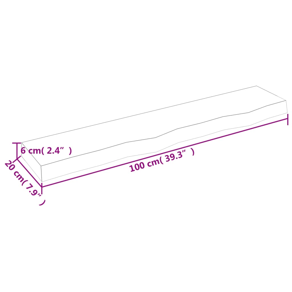 vidaXL Poliță perete maro deschis 100x20x6 cm lemn masiv stejar tratat