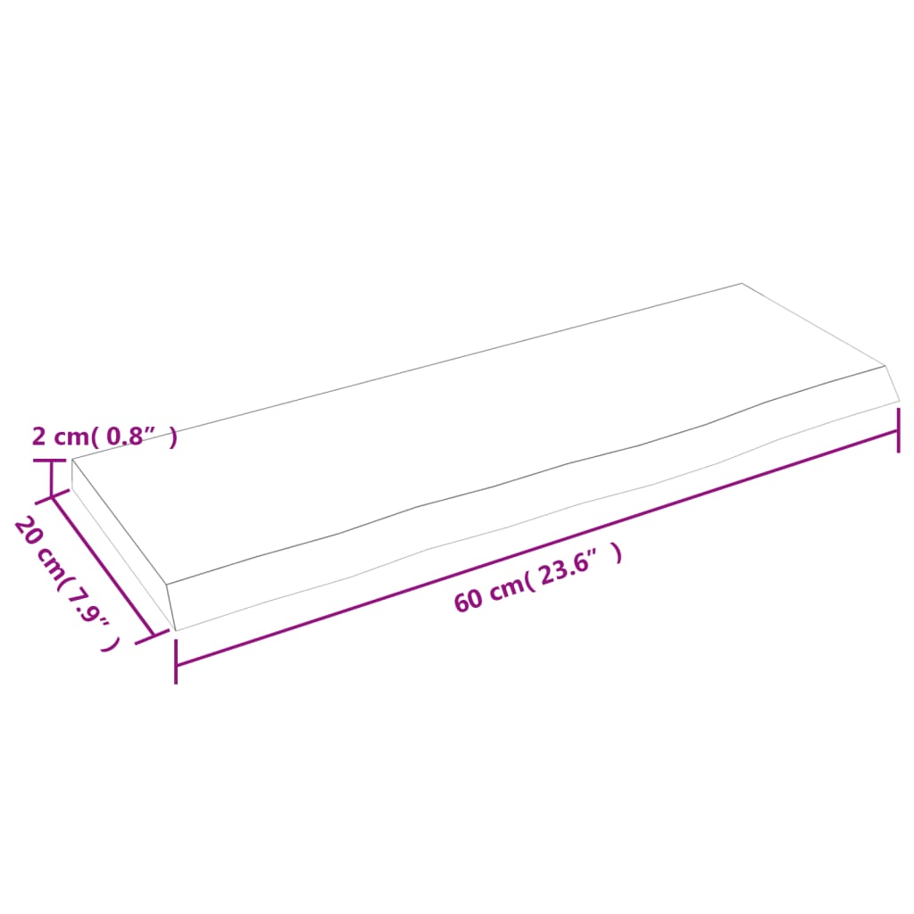 vidaXL Raft de perete maro închis 60x20x2 cm lemn masiv stejar tratat