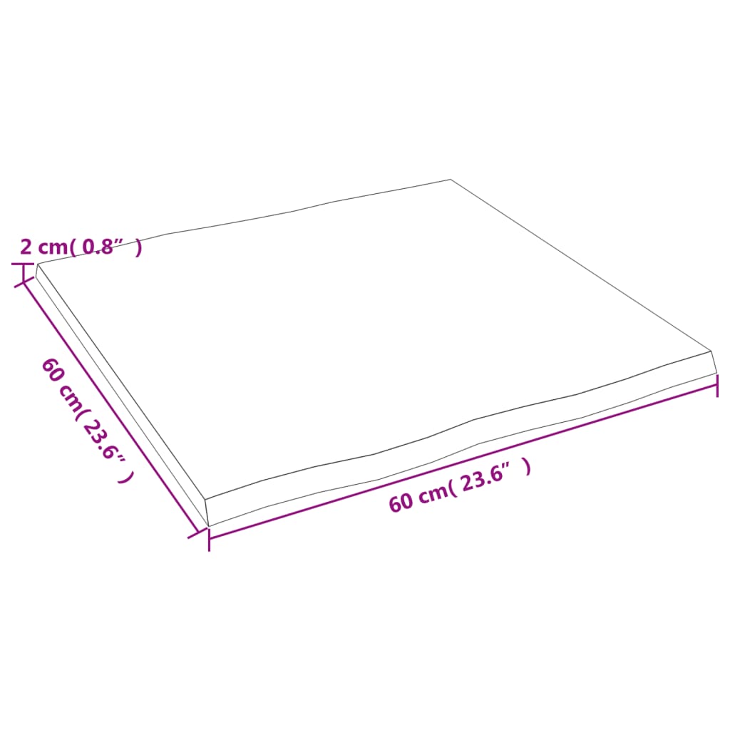 vidaXL Blat masă, 60x60x2 cm, maro, lemn stejar tratat contur organic vidaXL Blat masă, 60x60x2 cm, maro, lemn stejar tratat contur organic