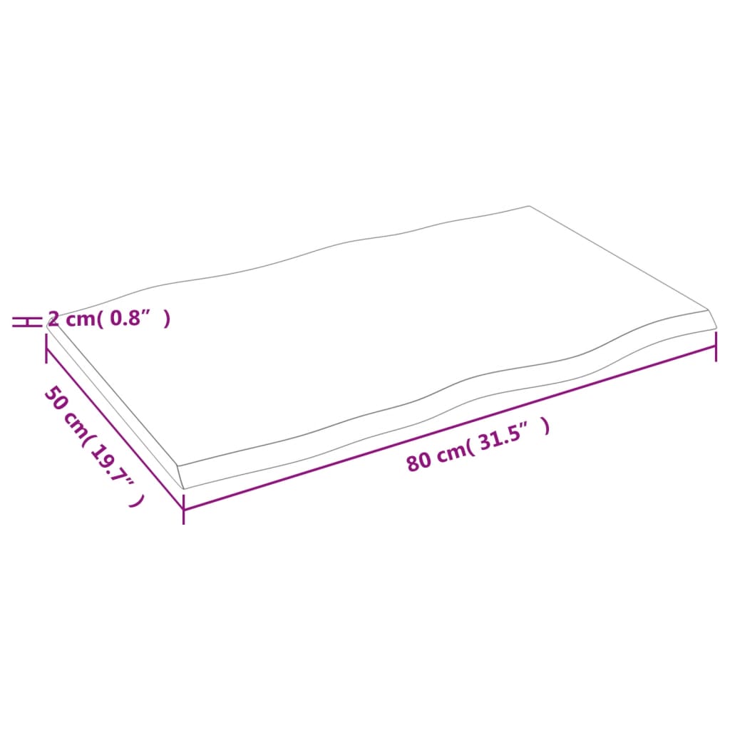 vidaXL Blat masă, 80x50x2 cm, maro, lemn stejar tratat contur organic vidaXL Blat masă, 80x50x2 cm, maro, lemn stejar tratat contur organic