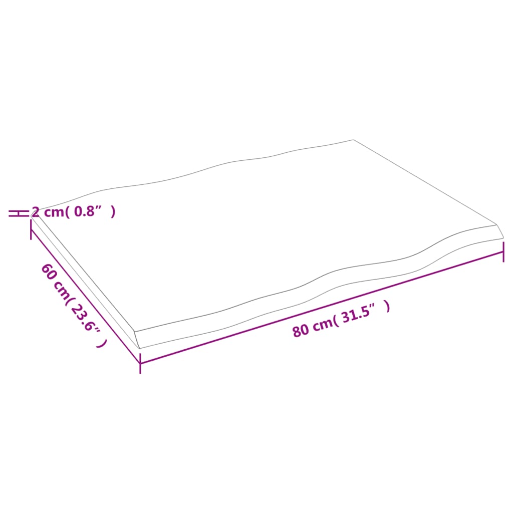 vidaXL Blat masă, 80x60x2 cm, maro, lemn stejar tratat contur organic vidaXL Blat masă, 80x60x2 cm, maro, lemn stejar tratat contur organic