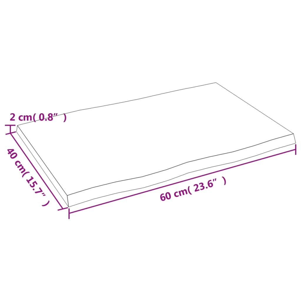 vidaXL Blat masă, 60x40x2 cm, maro, lemn stejar tratat contur organic vidaXL Blat masă, 60x40x2 cm, maro, lemn stejar tratat contur organic