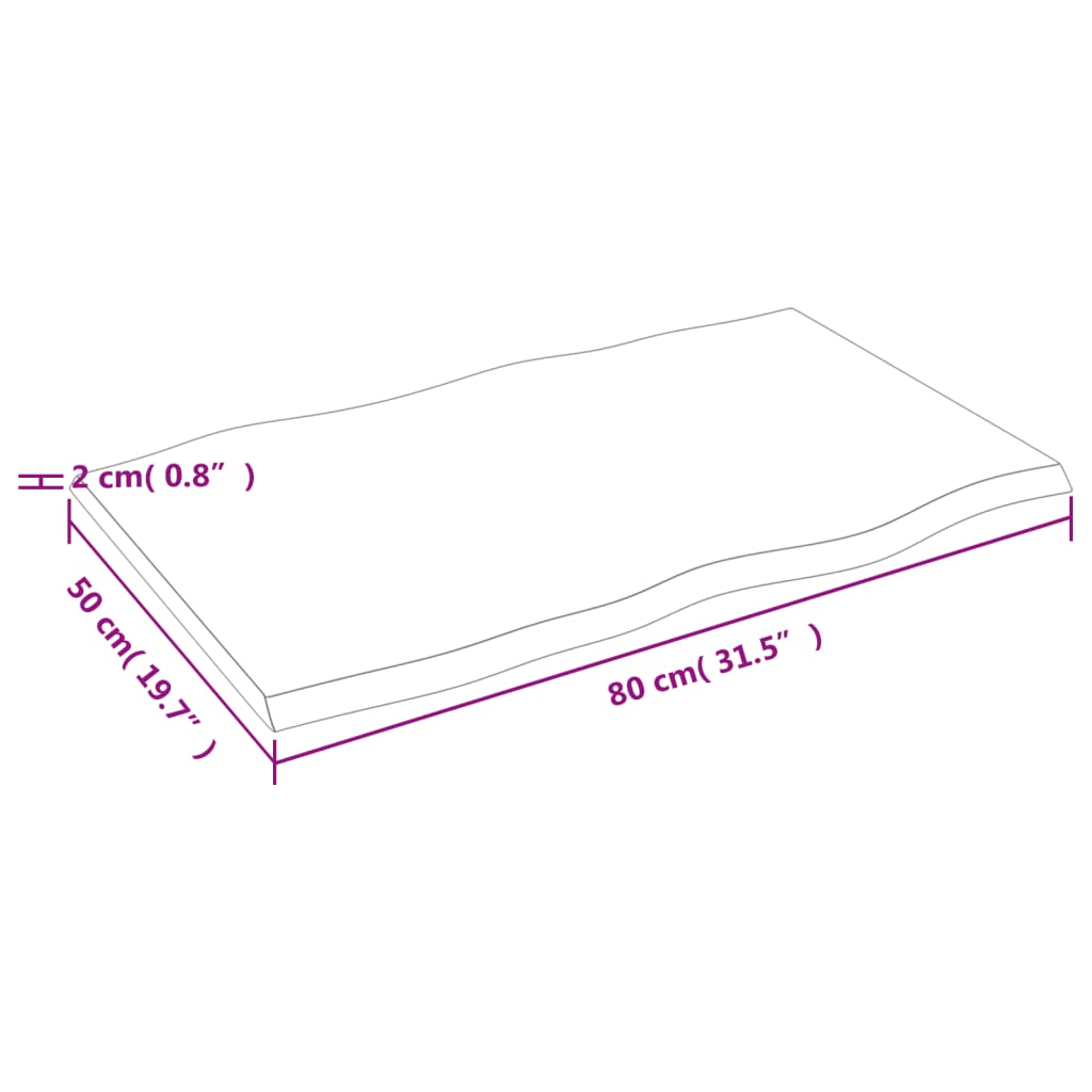 vidaXL Blat masă, 80x50x2 cm, gri, lemn stejar tratat contur organic