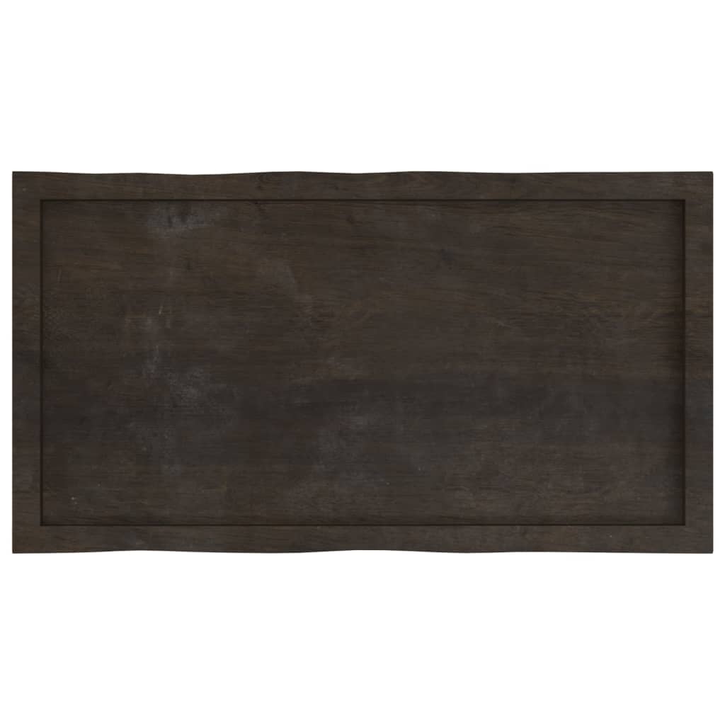 vidaXL Blat masă, 100x50x4 cm, gri, lemn stejar tratat contur organic