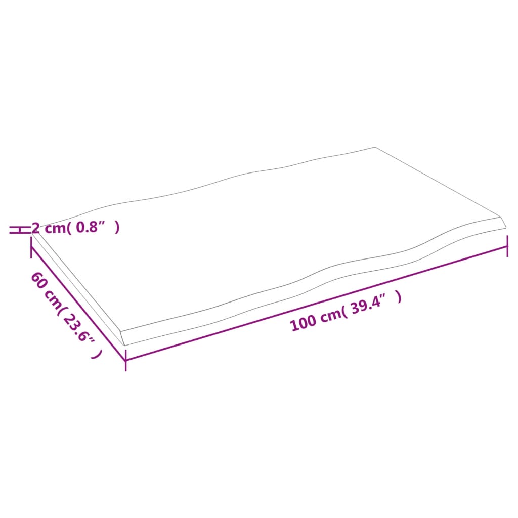 vidaXL Blat masă, 100x60x2 cm, maro, lemn stejar tratat contur organic vidaXL Blat masă, 100x60x2 cm, maro, lemn stejar tratat contur organic