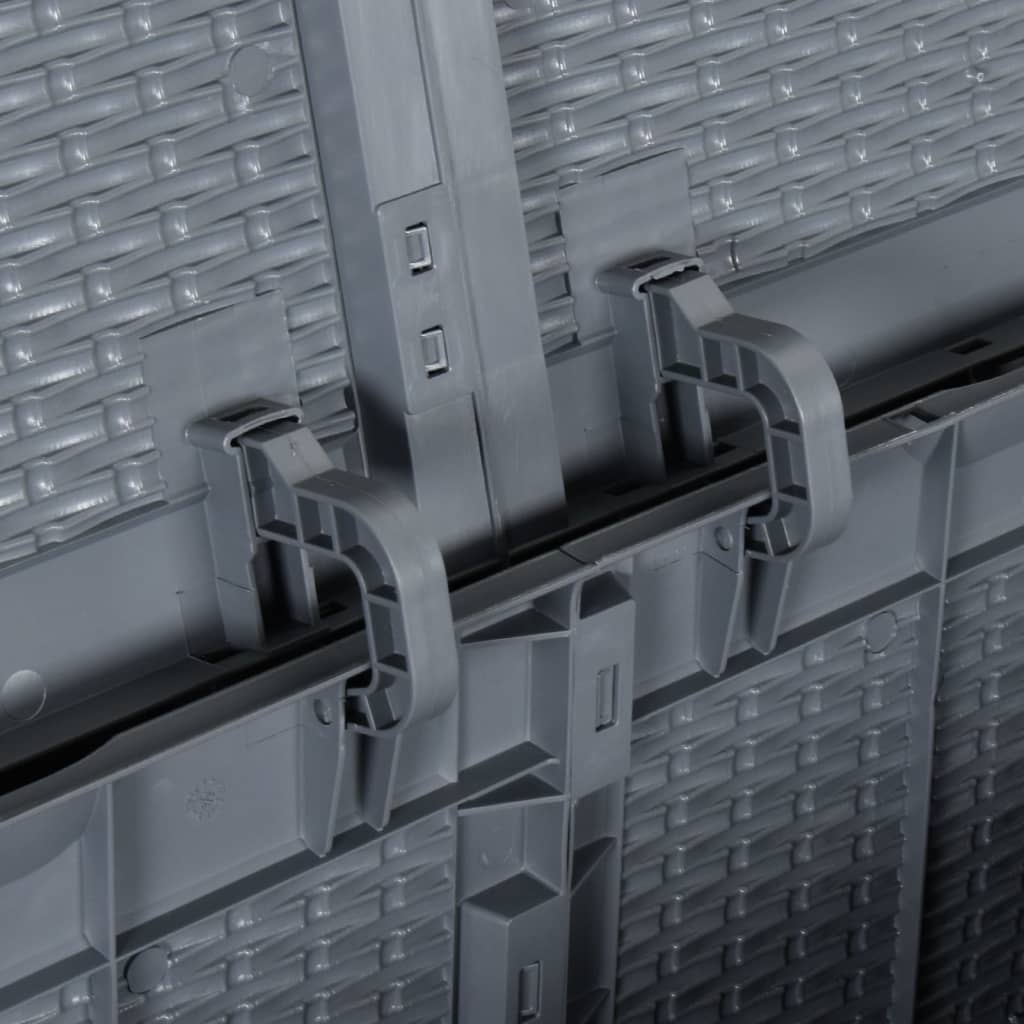 vidaXL Cutie de depozitare pentru grădină, gri, 270 L, PP ratan