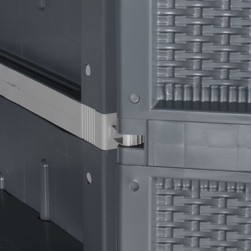 vidaXL Dulap de depozitare pentru grădină, gri, 65x45x172 cm, PP ratan