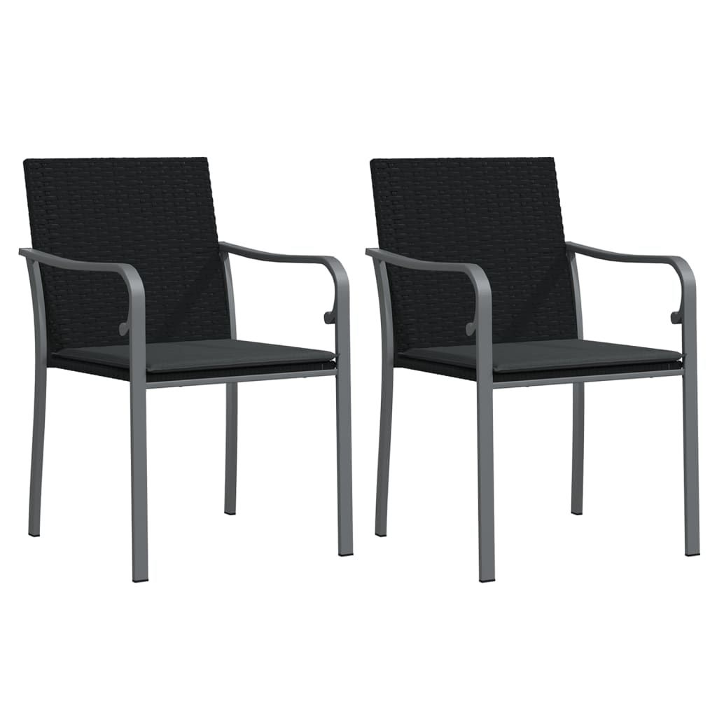 vidaXL Scaune de grădină cu perne 2 buc. negru 56x59x84 cm poliratan vidaXL Scaune de grădină cu perne 2 buc. negru 56x59x84 cm poliratan