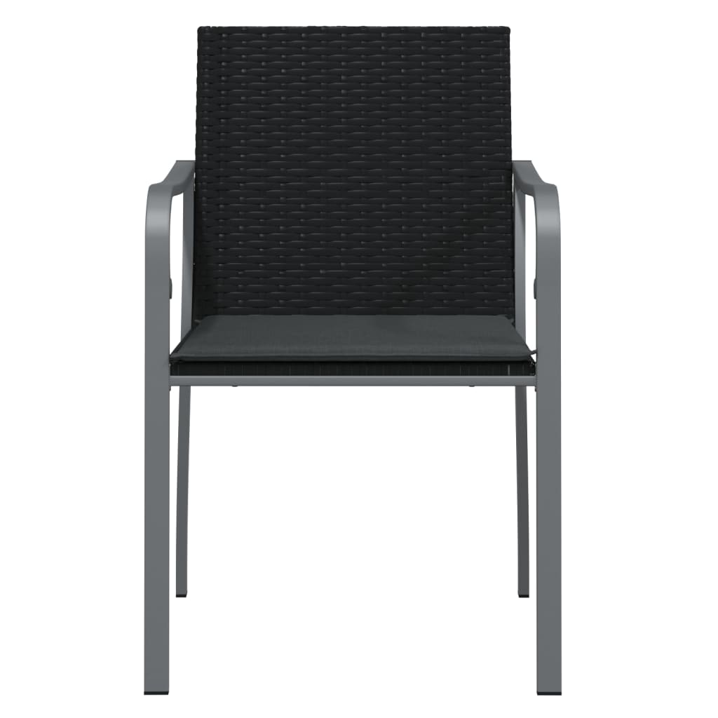 vidaXL Scaune de grădină cu perne 2 buc. negru 56x59x84 cm poliratan vidaXL Scaune de grădină cu perne 2 buc. negru 56x59x84 cm poliratan