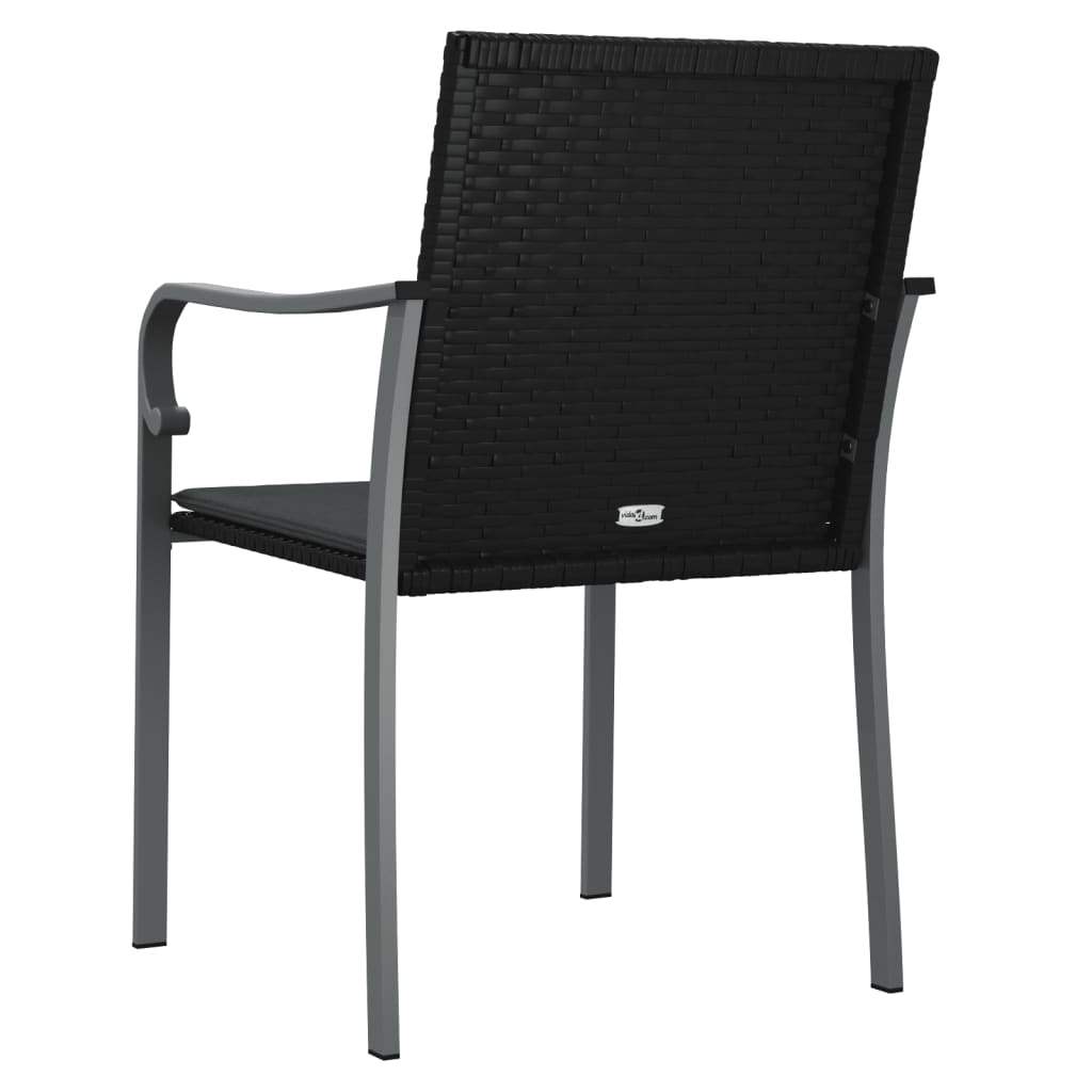 vidaXL Scaune de grădină cu perne 2 buc. negru 56x59x84 cm poliratan vidaXL Scaune de grădină cu perne 2 buc. negru 56x59x84 cm poliratan