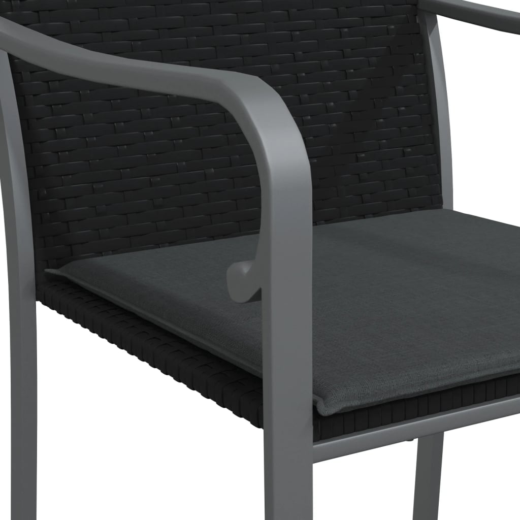 vidaXL Scaune de grădină cu perne 2 buc. negru 56x59x84 cm poliratan vidaXL Scaune de grădină cu perne 2 buc. negru 56x59x84 cm poliratan