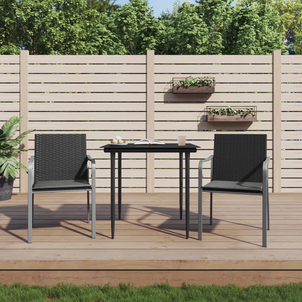 vidaXL Scaune de grădină cu perne 2 buc. negru 56x59x84 cm poliratan vidaXL Scaune de grădină cu perne 2 buc. negru 56x59x84 cm poliratan