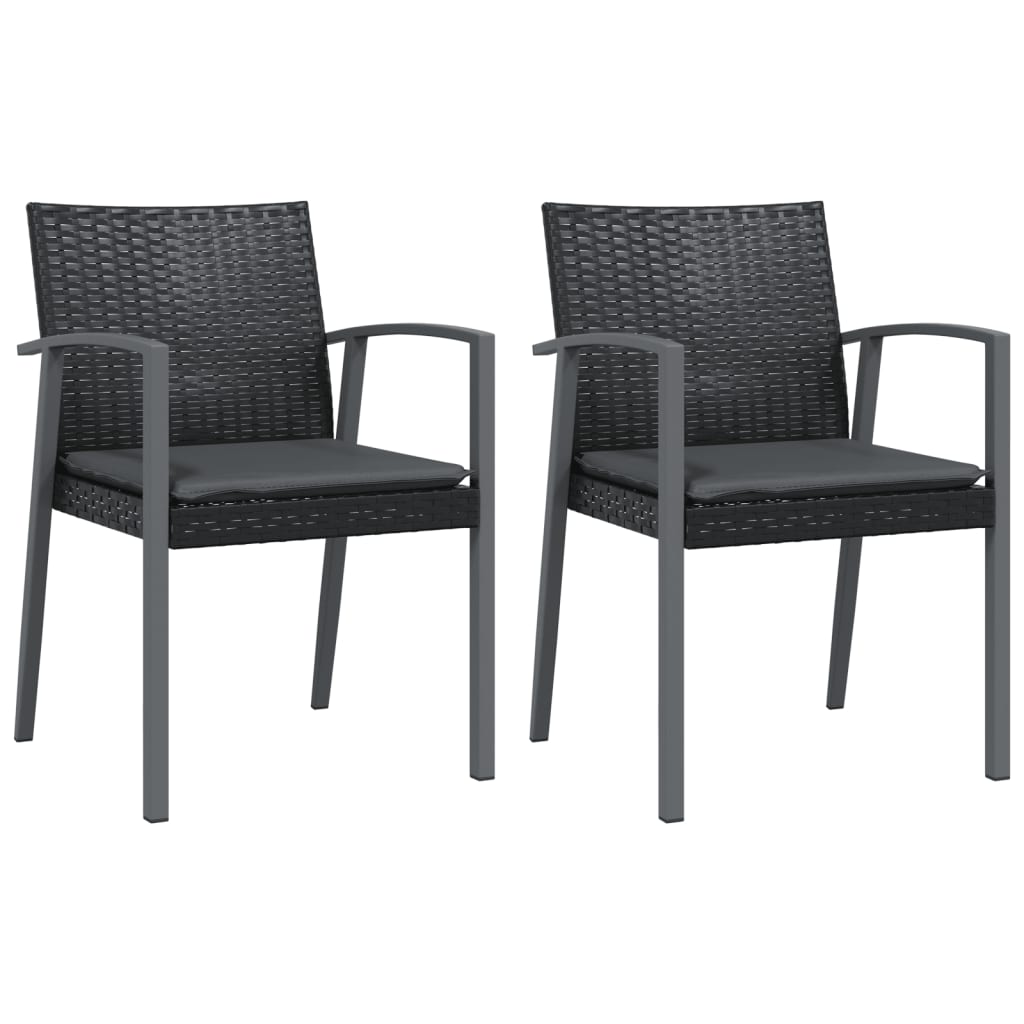 vidaXL Scaune de grădină cu perne 2 buc. negru 56,5x57x83 cm poliratan vidaXL Scaune de grădină cu perne 2 buc. negru 56,5x57x83 cm poliratan