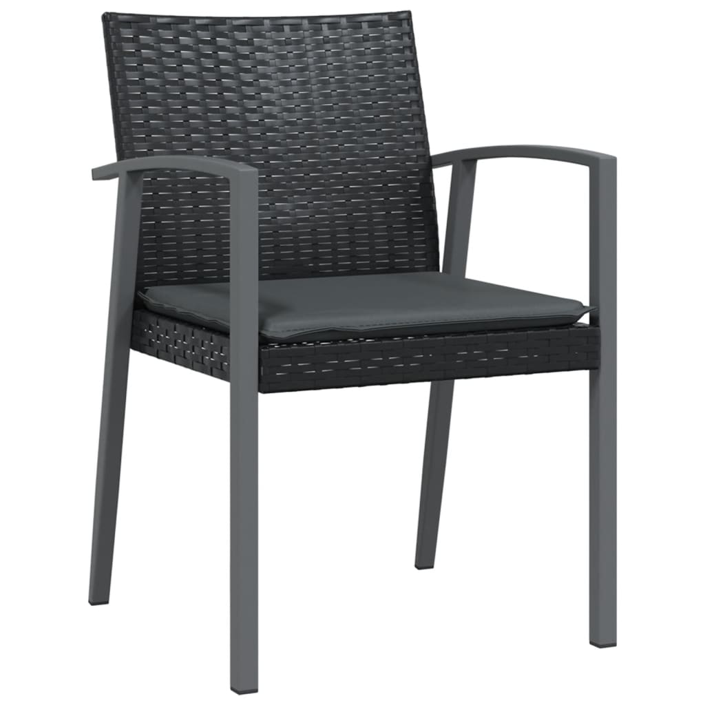 vidaXL Scaune de grădină cu perne 2 buc. negru 56,5x57x83 cm poliratan vidaXL Scaune de grădină cu perne 2 buc. negru 56,5x57x83 cm poliratan