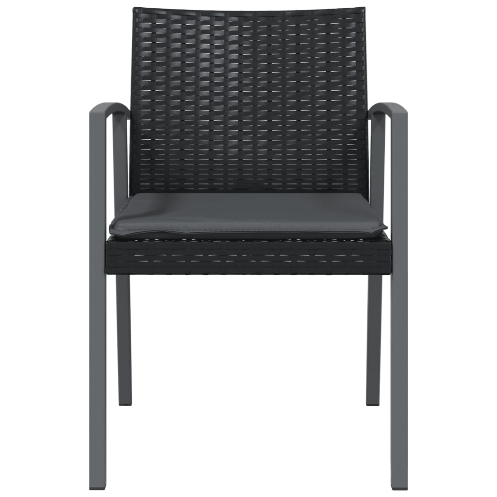 vidaXL Scaune de grădină cu perne 2 buc. negru 56,5x57x83 cm poliratan vidaXL Scaune de grădină cu perne 2 buc. negru 56,5x57x83 cm poliratan