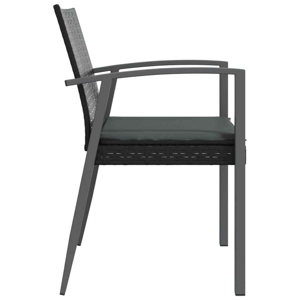 vidaXL Scaune de grădină cu perne 2 buc. negru 56,5x57x83 cm poliratan vidaXL Scaune de grădină cu perne 2 buc. negru 56,5x57x83 cm poliratan