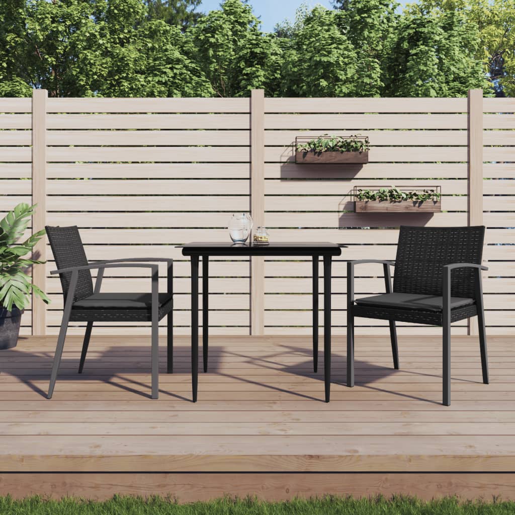 vidaXL Scaune de grădină cu perne 2 buc. negru 56,5x57x83 cm poliratan vidaXL Scaune de grădină cu perne 2 buc. negru 56,5x57x83 cm poliratan