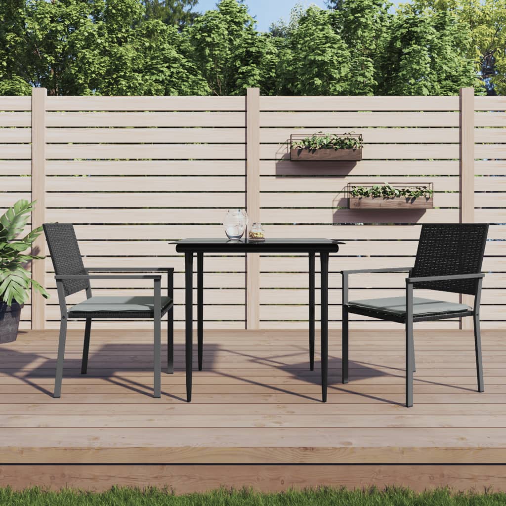 vidaXL Scaune de grădină cu perne 2 buc. negru 54x62,5x89 cm poliratan vidaXL Scaune de grădină cu perne 2 buc. negru 54x62,5x89 cm poliratan