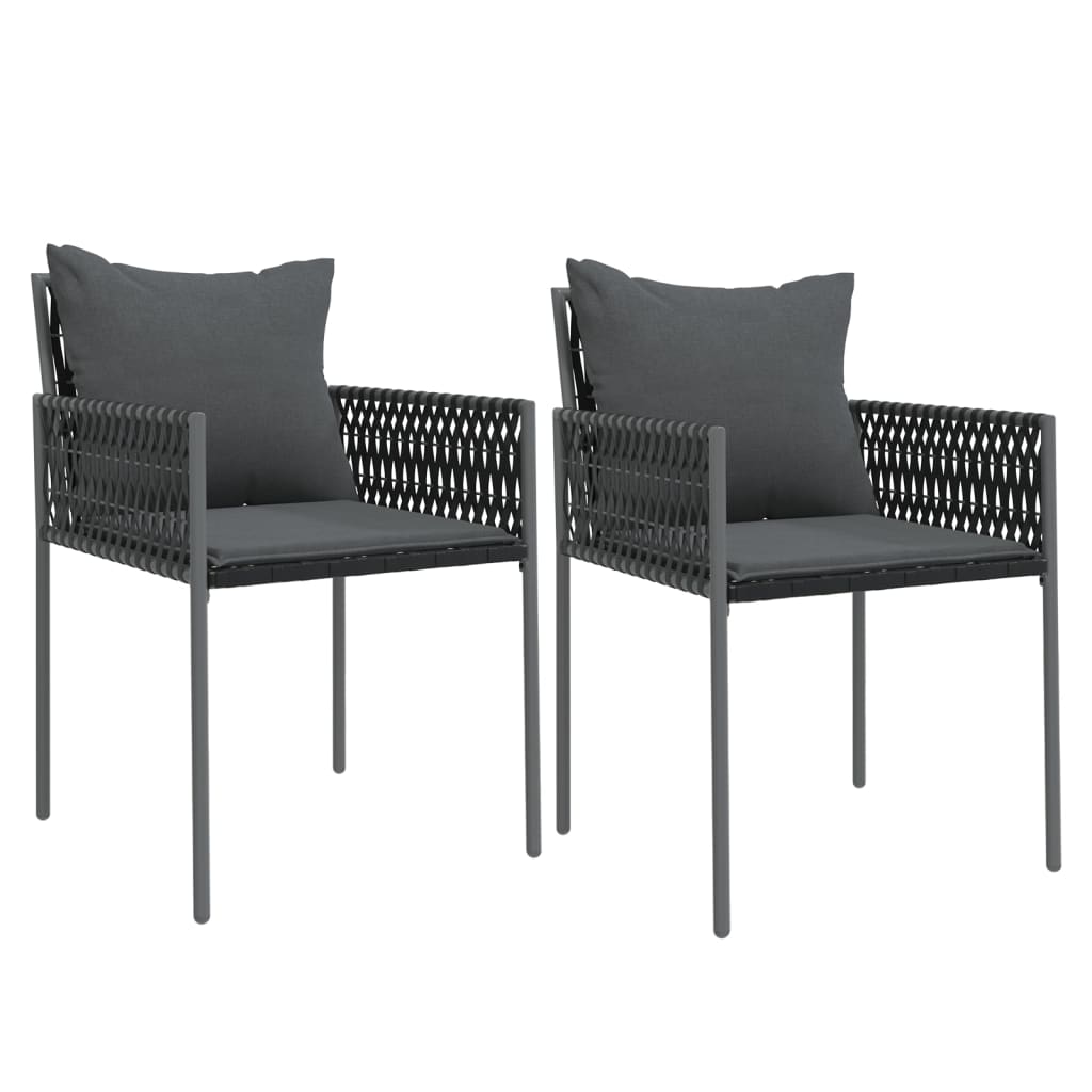 vidaXL Scaune de grădină cu perne 2 buc. negru 54x61x83 cm poliratan vidaXL Scaune de grădină cu perne 2 buc. negru 54x61x83 cm poliratan