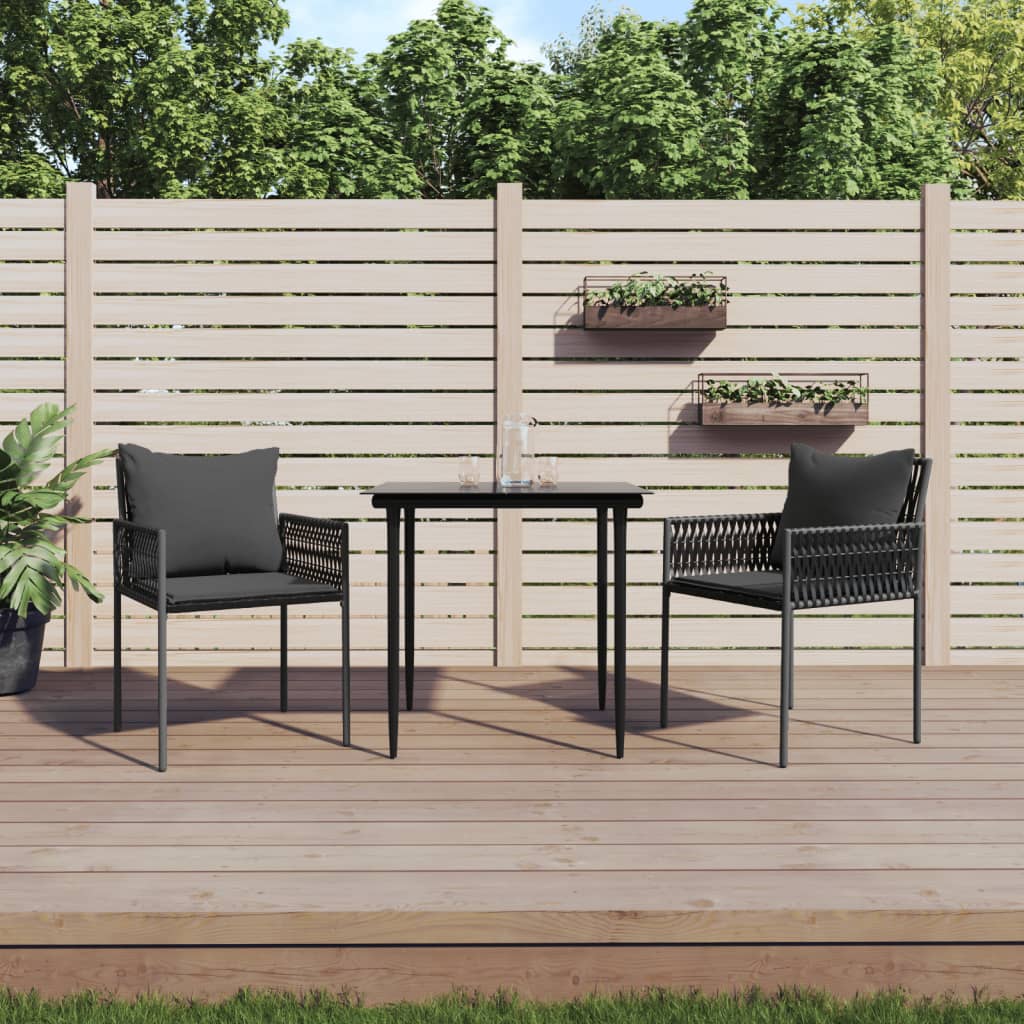 vidaXL Scaune de grădină cu perne 2 buc. negru 54x61x83 cm poliratan vidaXL Scaune de grădină cu perne 2 buc. negru 54x61x83 cm poliratan