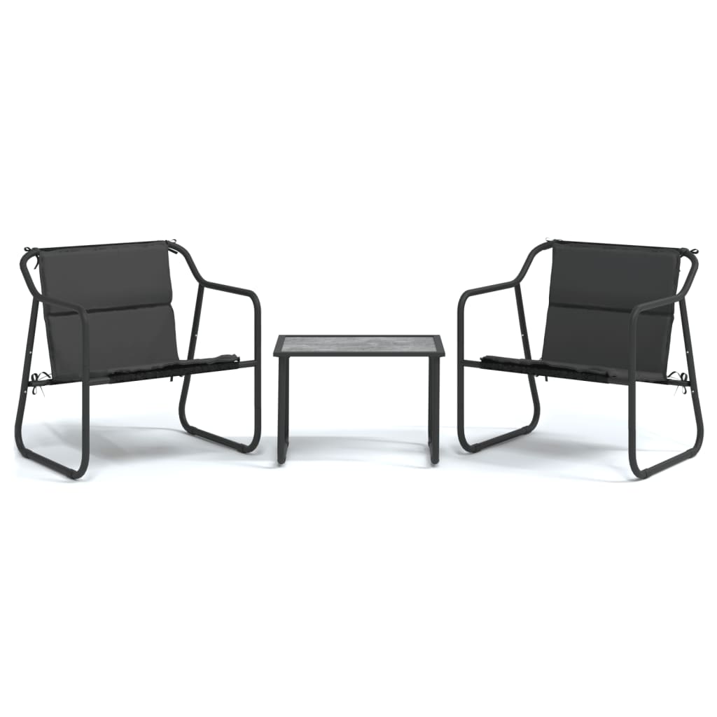 vidaXL Set mobilier de grădină, cu perne, antracit, 3 piese, oțel