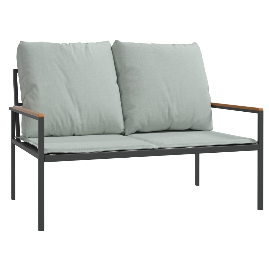 vidaXL Set mobilier de grădină, cu perne, antracit, 3 piese, oțel