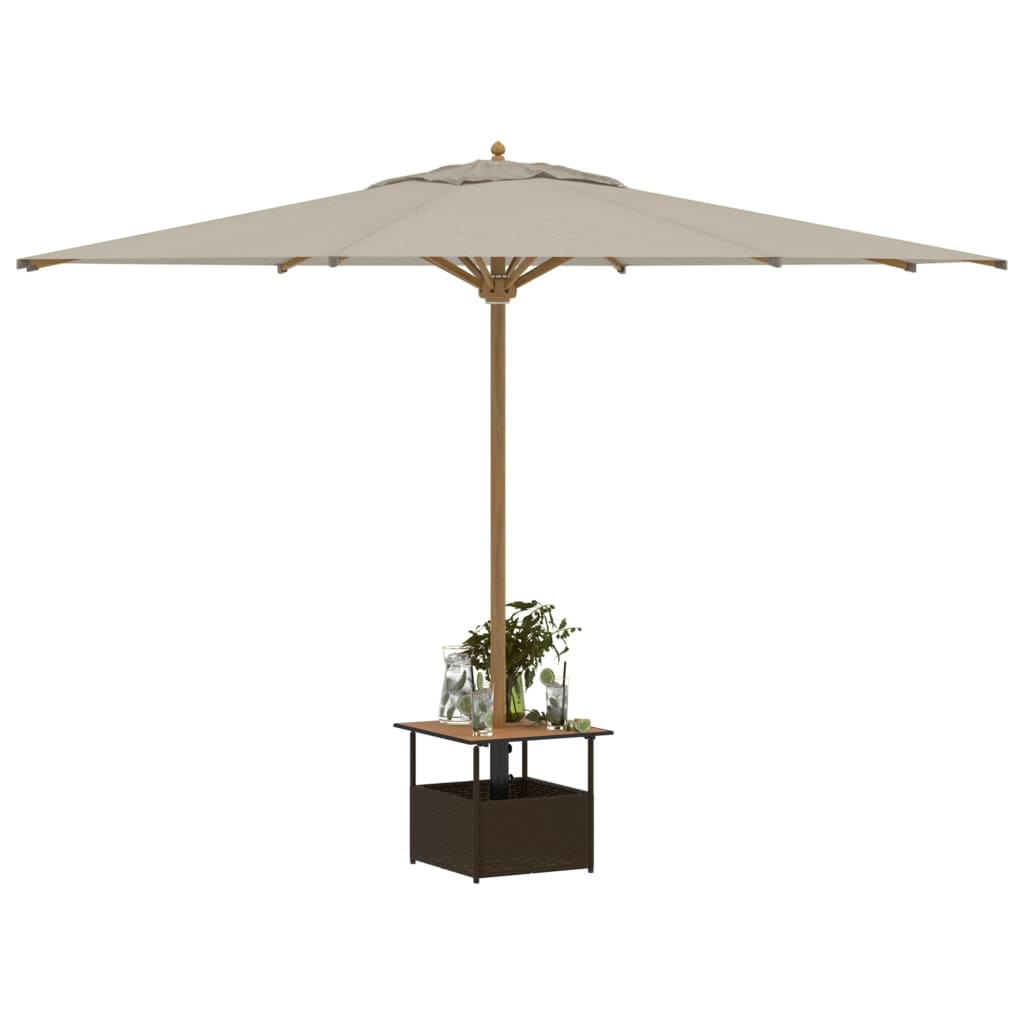 vidaXL Masă grădină cu orificiu umbrelă maro 55x55x46,5 cm poliratan