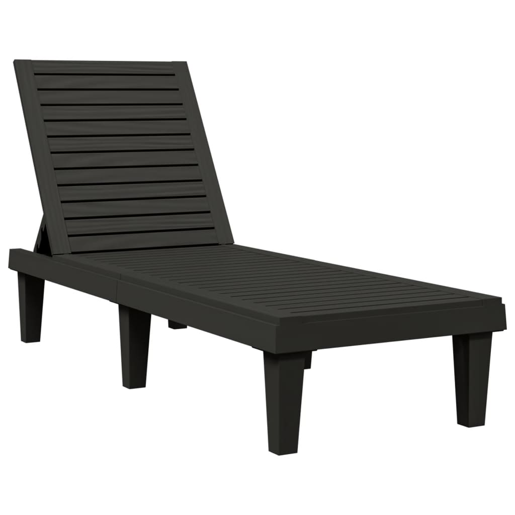 vidaXL Șezlonguri, 2 buc., negru, 155x58x83 cm, polipropilenă vidaXL Șezlonguri, 2 buc., negru, 155x58x83 cm, polipropilenă