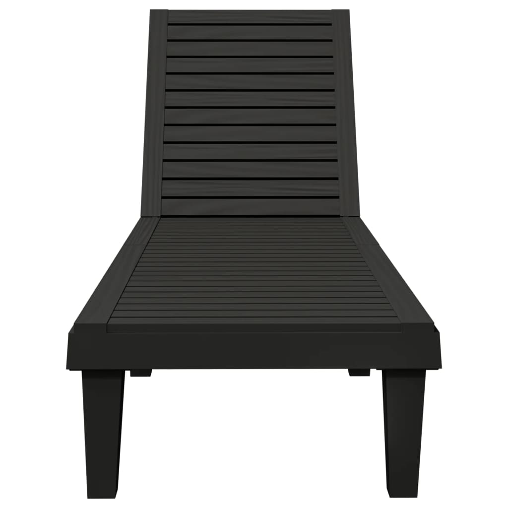 vidaXL Șezlonguri, 2 buc., negru, 155x58x83 cm, polipropilenă vidaXL Șezlonguri, 2 buc., negru, 155x58x83 cm, polipropilenă