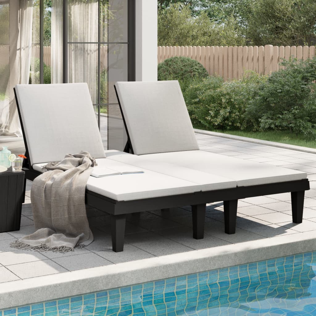 vidaXL Șezlong dublu, negru, 155x138x83 cm, polipropilenă vidaXL Șezlong dublu, negru, 155x138x83 cm, polipropilenă