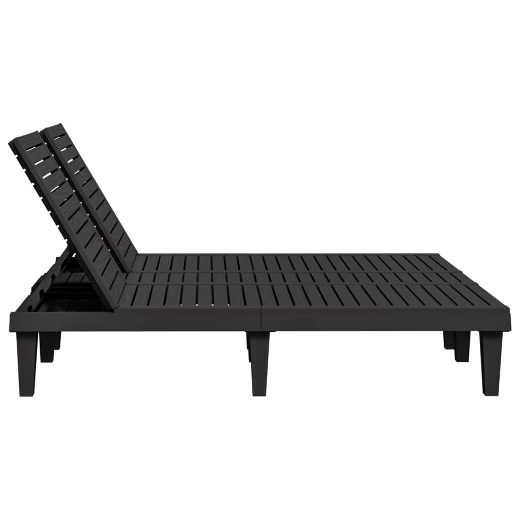 vidaXL Șezlong dublu, negru, 155x138x83 cm, polipropilenă vidaXL Șezlong dublu, negru, 155x138x83 cm, polipropilenă