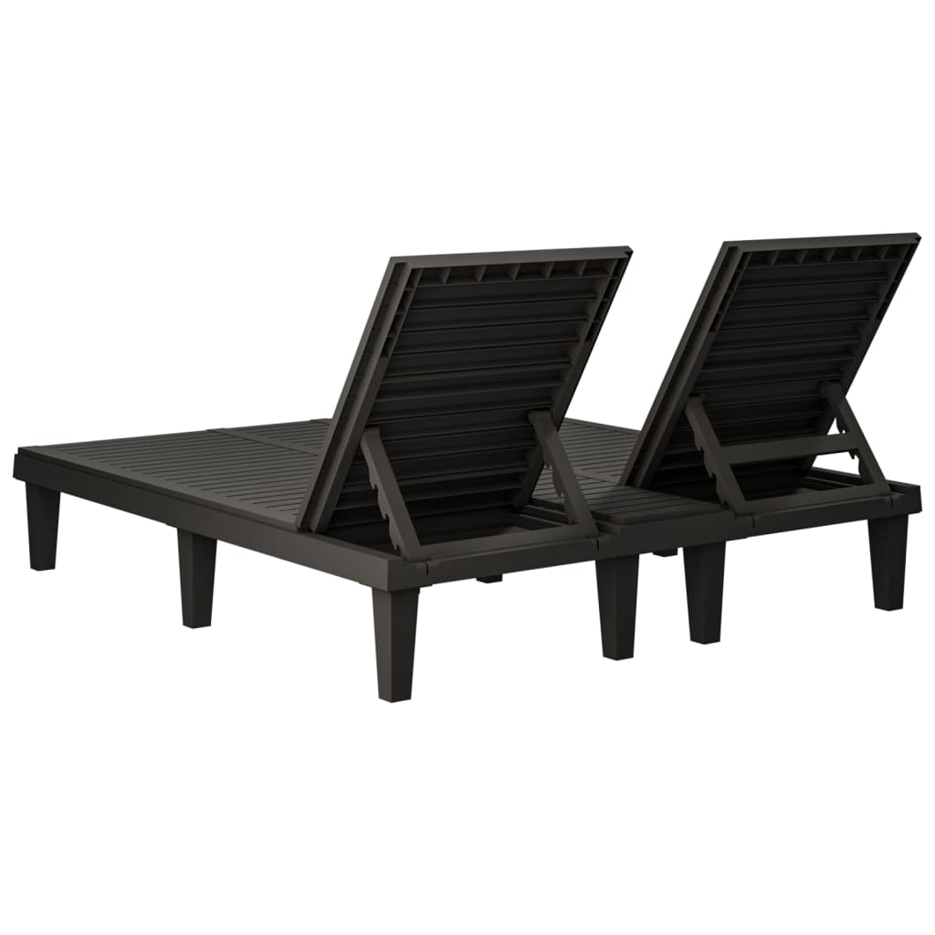 vidaXL Șezlong dublu, negru, 155x138x83 cm, polipropilenă vidaXL Șezlong dublu, negru, 155x138x83 cm, polipropilenă