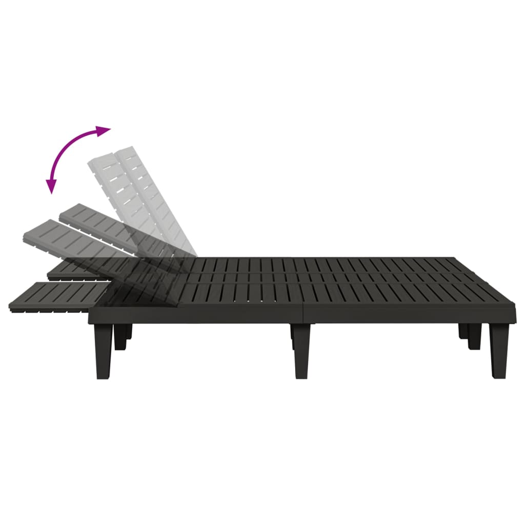 vidaXL Șezlong dublu, negru, 155x138x83 cm, polipropilenă vidaXL Șezlong dublu, negru, 155x138x83 cm, polipropilenă
