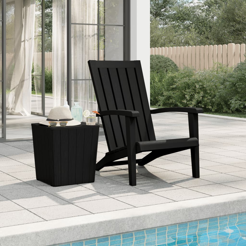 vidaXL Scaun Adirondack de grădină, negru, polipropilenă vidaXL Scaun Adirondack de grădină, negru, polipropilenă