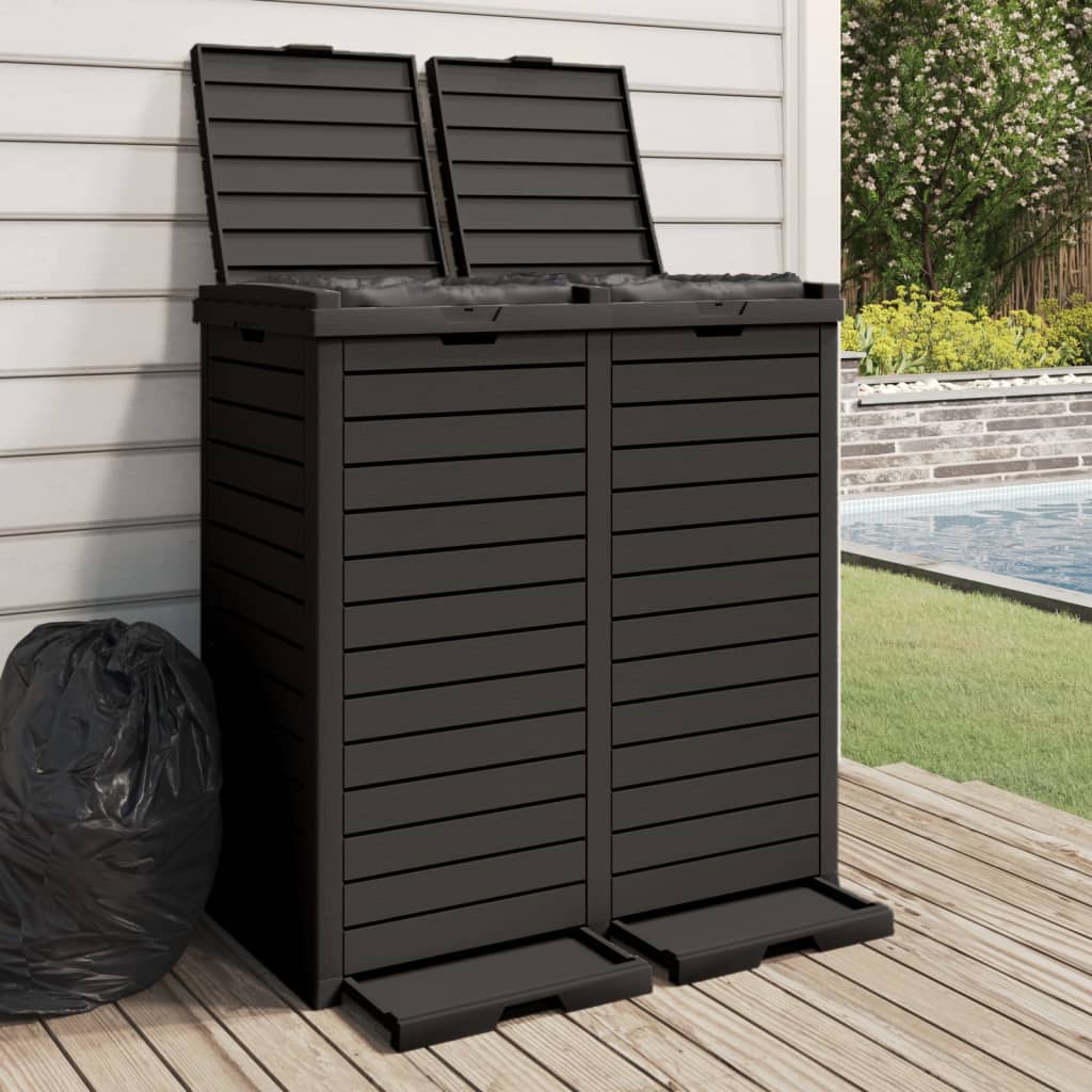 vidaXL Coș de gunoi de exterior, negru, 78x41x86 cm, polipropilenă vidaXL Coș de gunoi de exterior, negru, 78x41x86 cm, polipropilenă