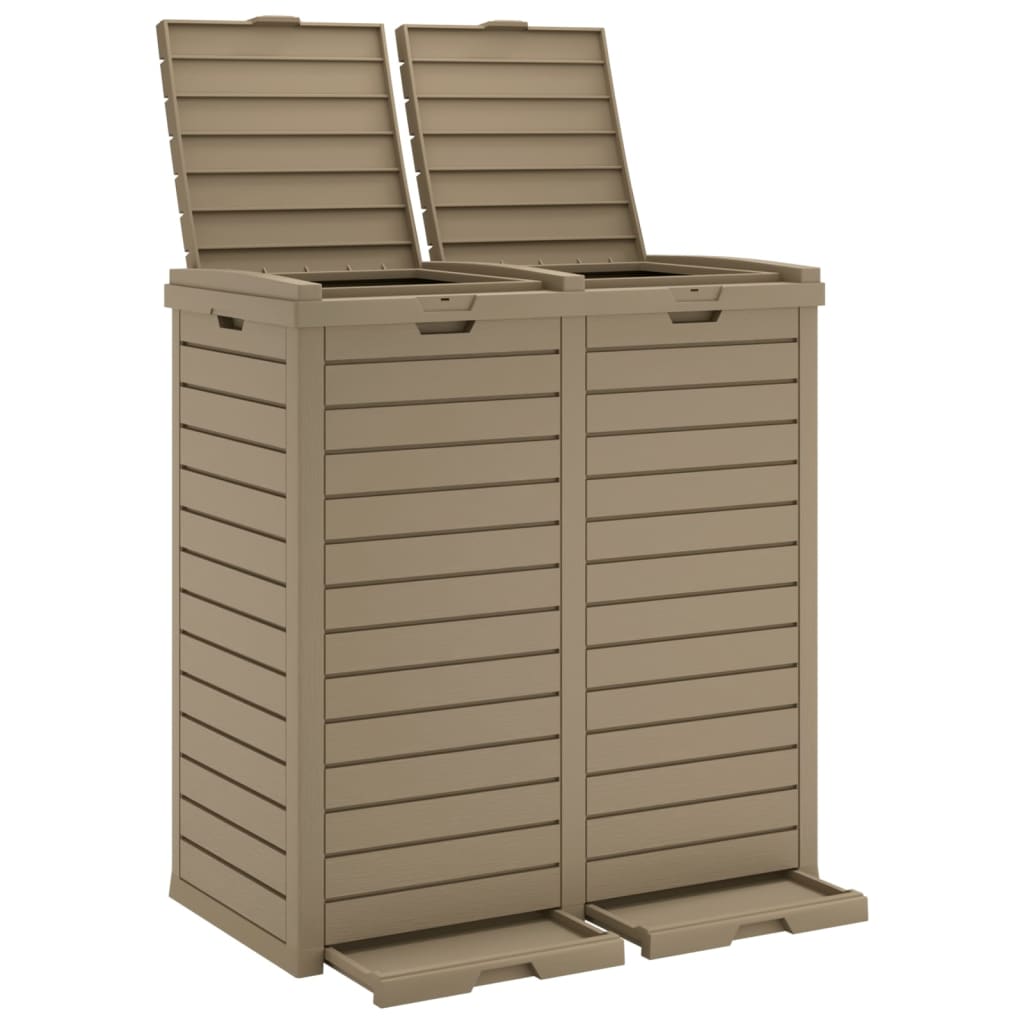 vidaXL Coș de gunoi de exterior maro deschis 78x41x86 cm polipropilenă vidaXL Coș de gunoi de exterior maro deschis 78x41x86 cm polipropilenă