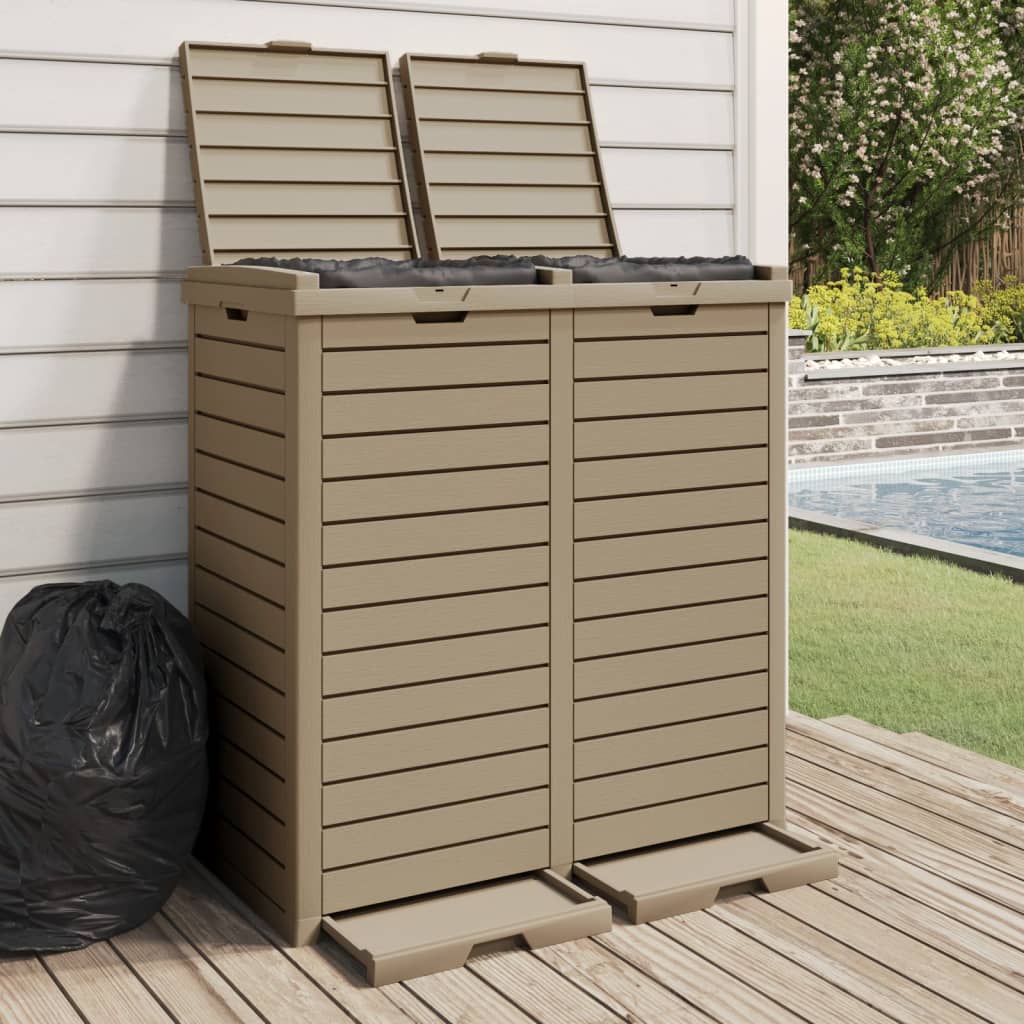 vidaXL Coș de gunoi de exterior maro deschis 78x41x86 cm polipropilenă vidaXL Coș de gunoi de exterior maro deschis 78x41x86 cm polipropilenă