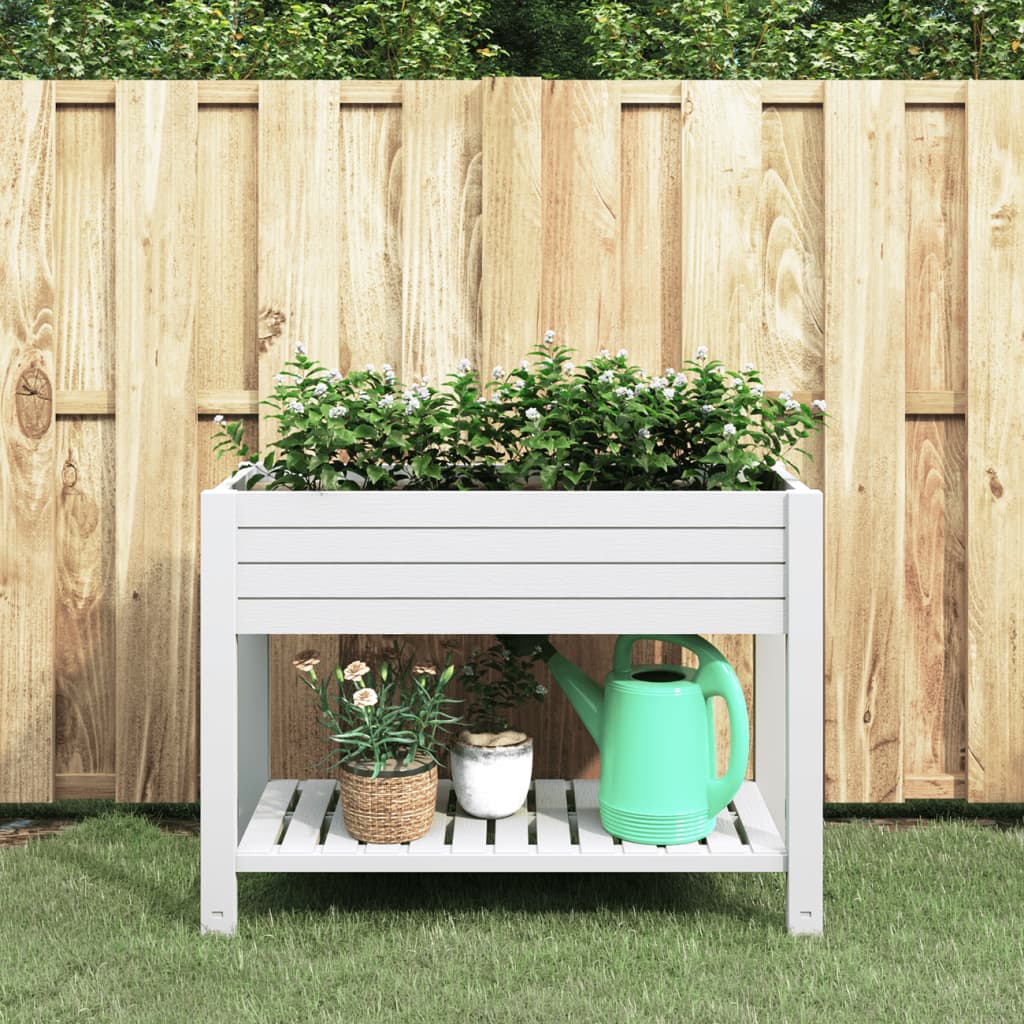 vidaXL Strat înălțat, alb, 110x45x79 cm, polipropilenă vidaXL Strat înălțat, alb, 110x45x79 cm, polipropilenă