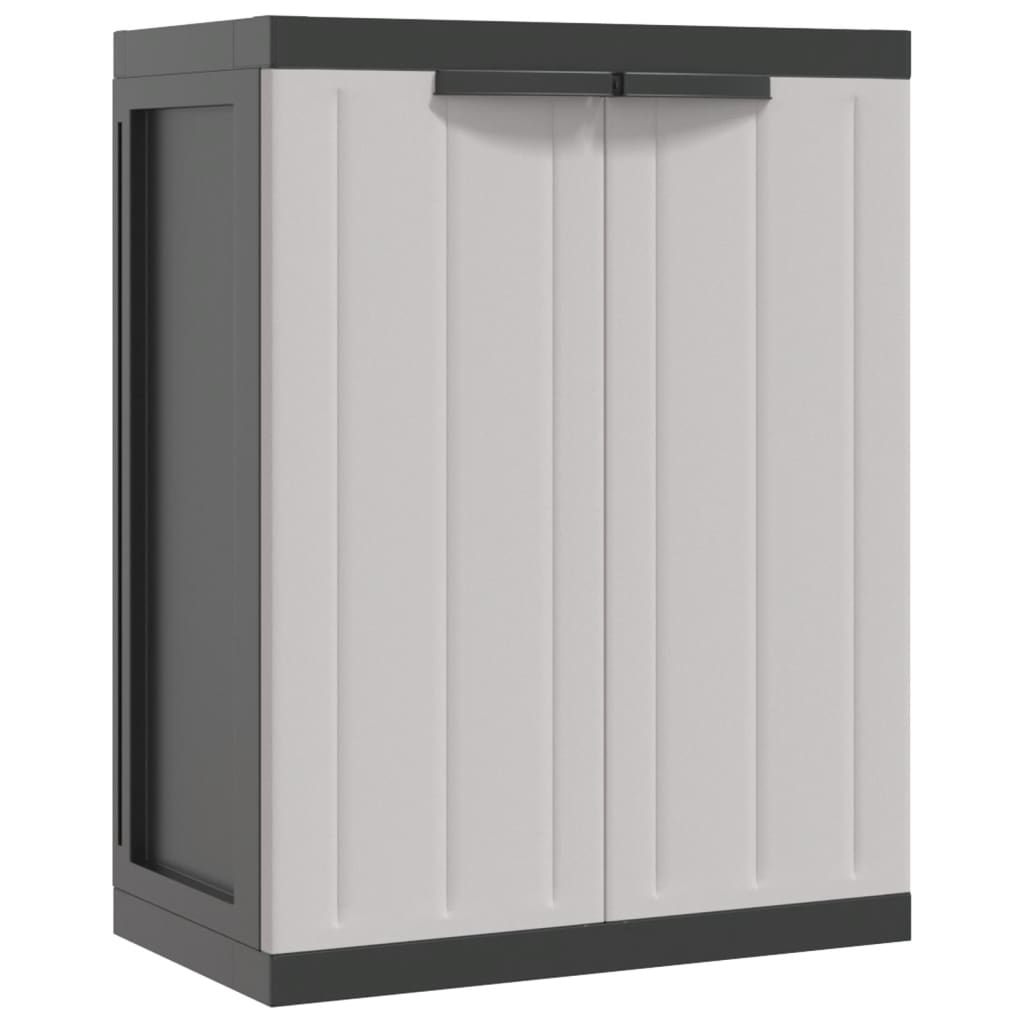 vidaXL Dulap depozitare de exterior, gri și negru, 65x37x85 cm, PP vidaXL Dulap depozitare de exterior, gri și negru, 65x37x85 cm, PP