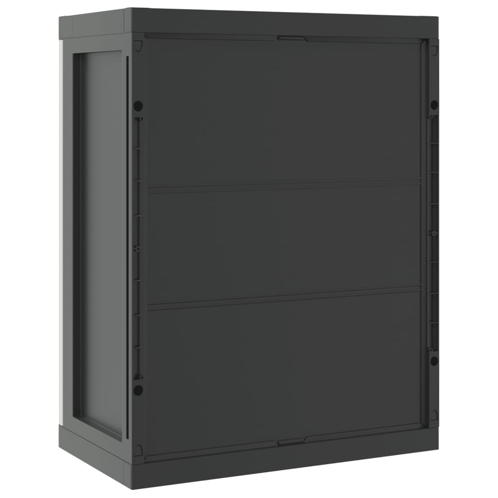 vidaXL Dulap depozitare de exterior, gri și negru, 65x37x85 cm, PP vidaXL Dulap depozitare de exterior, gri și negru, 65x37x85 cm, PP