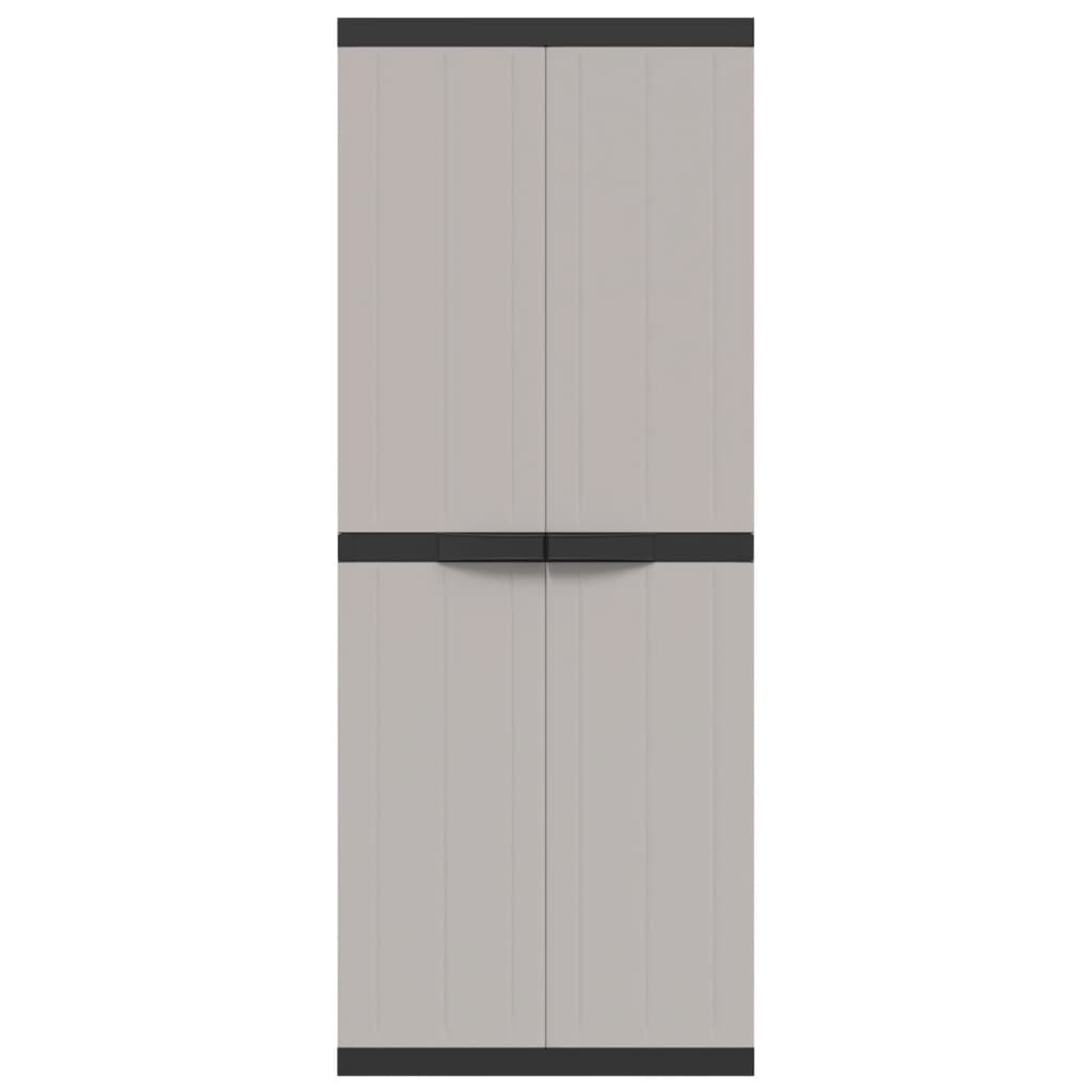 vidaXL Dulap depozitare de exterior, gri și negru, 65x37x165 cm, PP