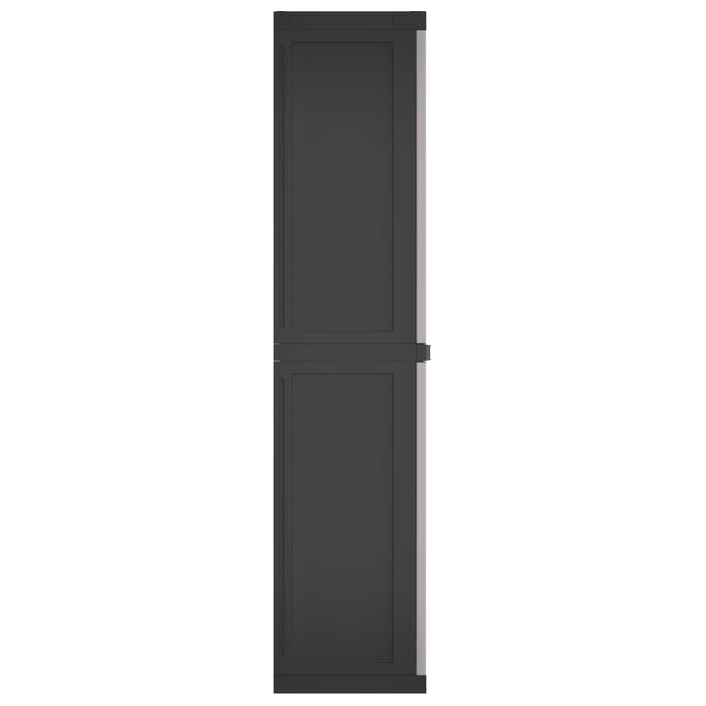 vidaXL Dulap depozitare de exterior, gri și negru, 65x37x165 cm, PP