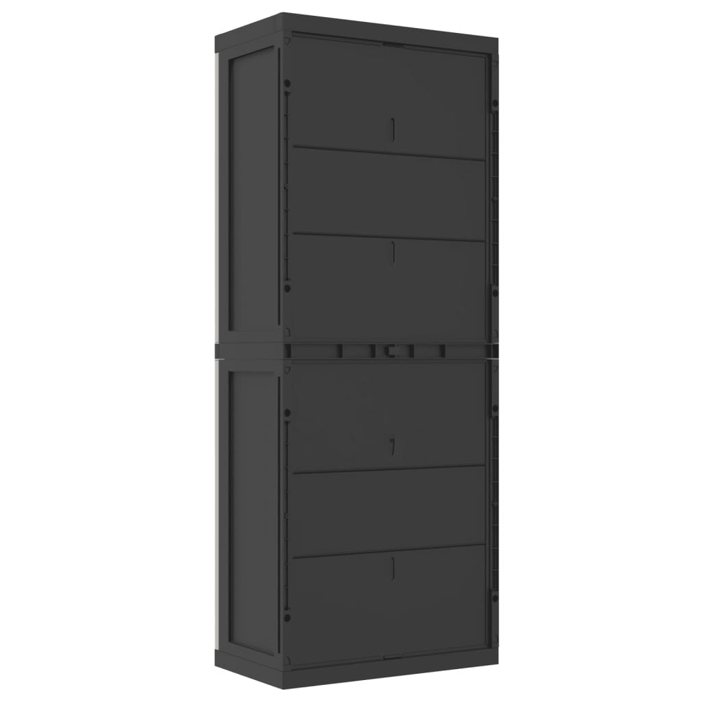 vidaXL Dulap depozitare de exterior, gri și negru, 65x37x165 cm, PP