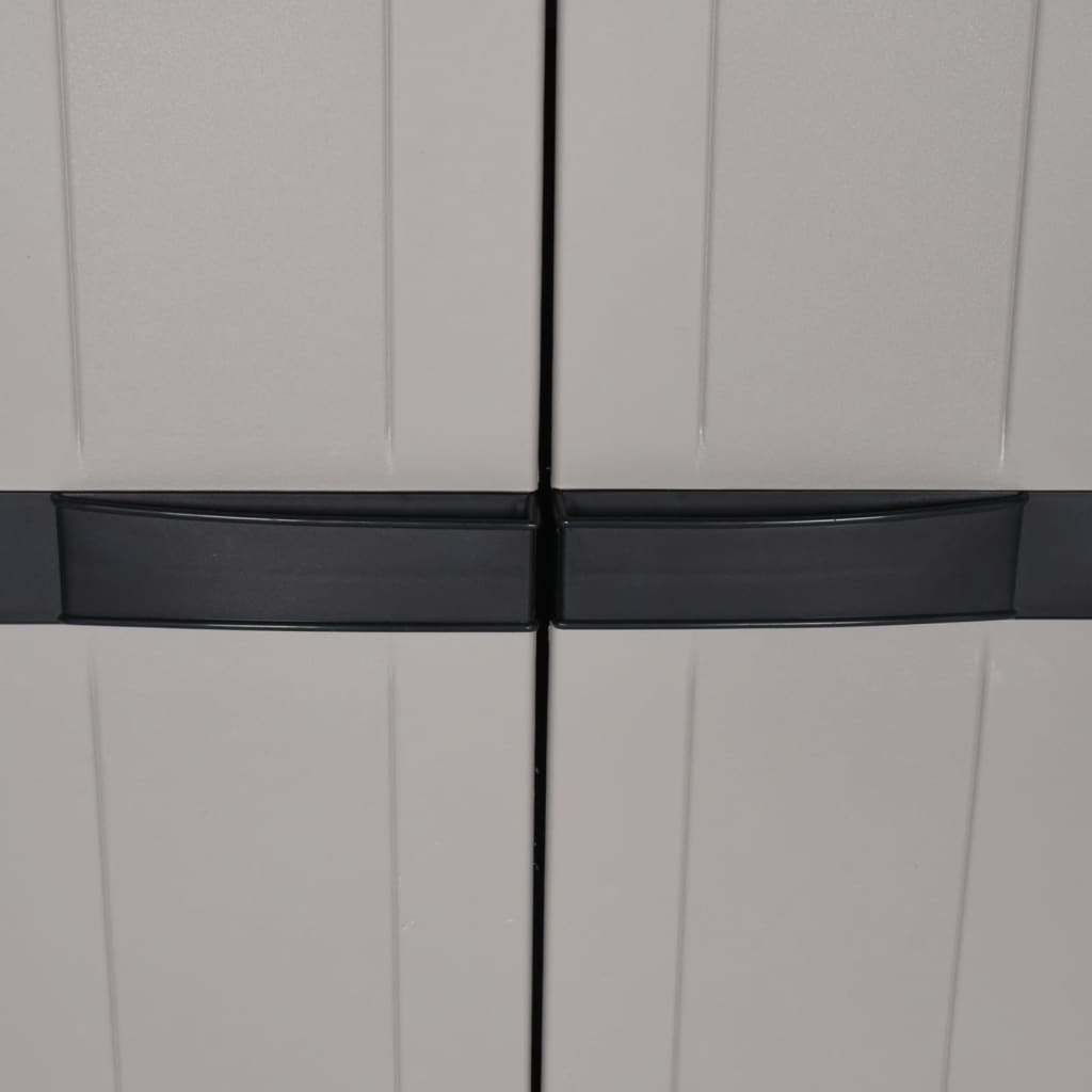 vidaXL Dulap depozitare de exterior, gri și negru, 65x37x165 cm, PP
