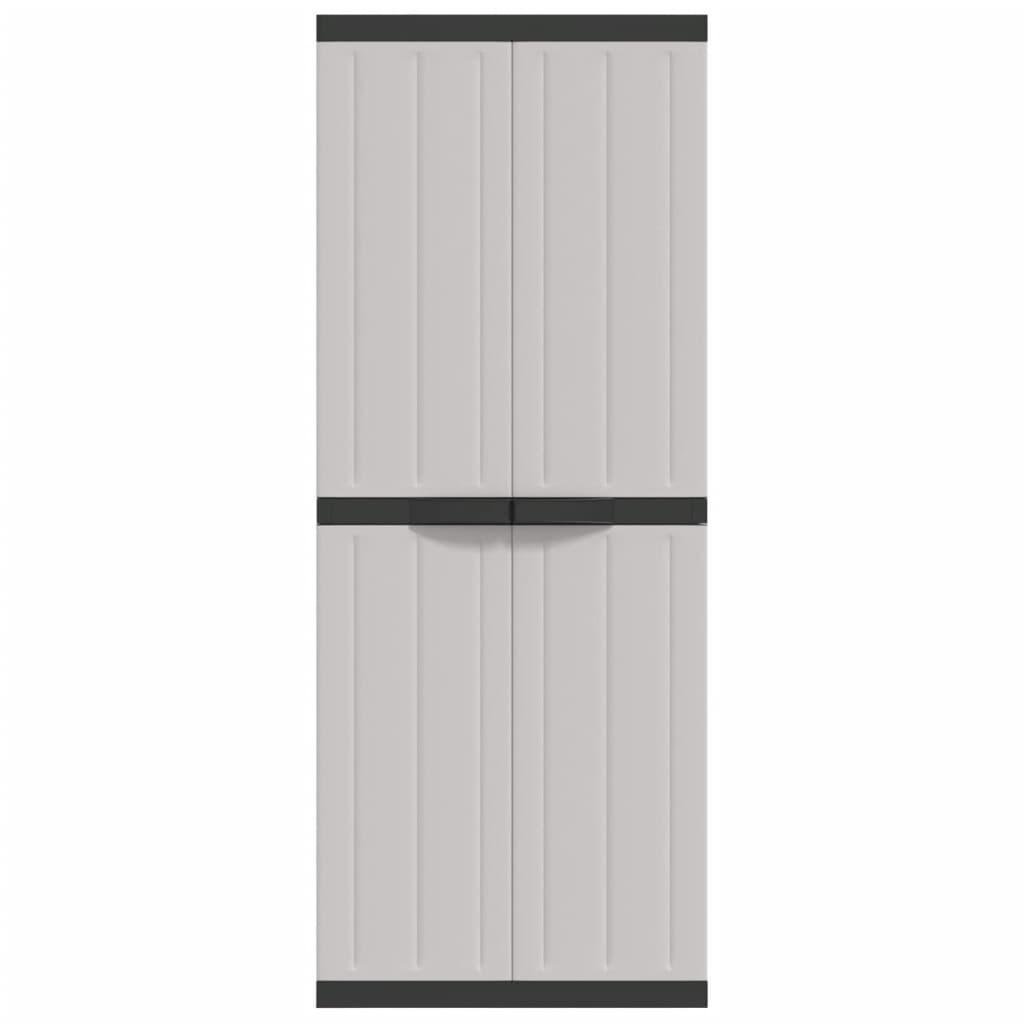vidaXL Dulap depozitare de exterior, gri și negru, 65x37x165 cm, PP
